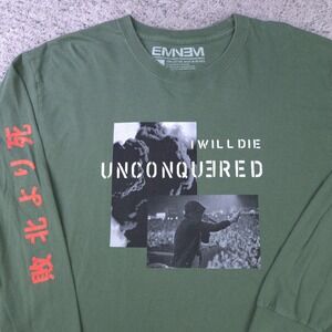 Eminem Shirt Mens Large Kamikaze Long Sleeve Unconquered Green Rap Tee Crew